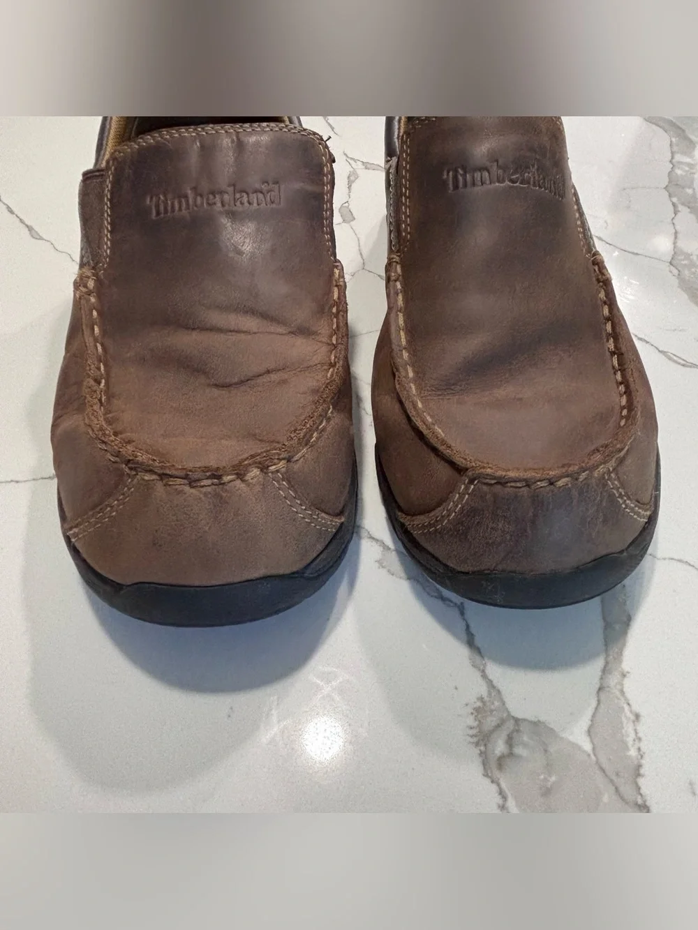 Timberland Brown Leather Big Boys Slip-On Loafers Non Marking Sole Kids Size 6
